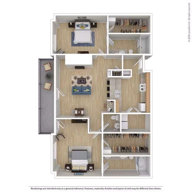 2 Bed 2.5 Bath 1372 SqFt (1270 Net)  101B floor plan